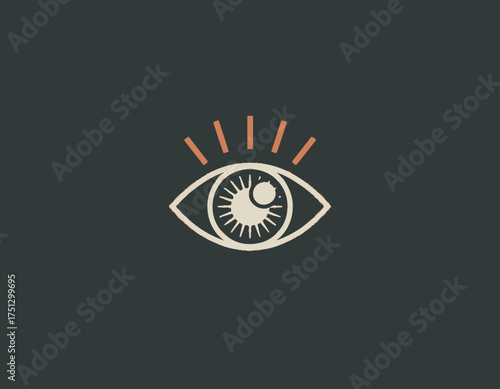 This symbolic representation of an eye is designed with rays emanating from it, embodying themes of awareness, perception, and insight. A striking design that invokes curiosity and introspection.
