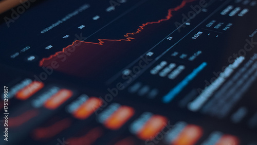 Stock market screen showing price drop graph.