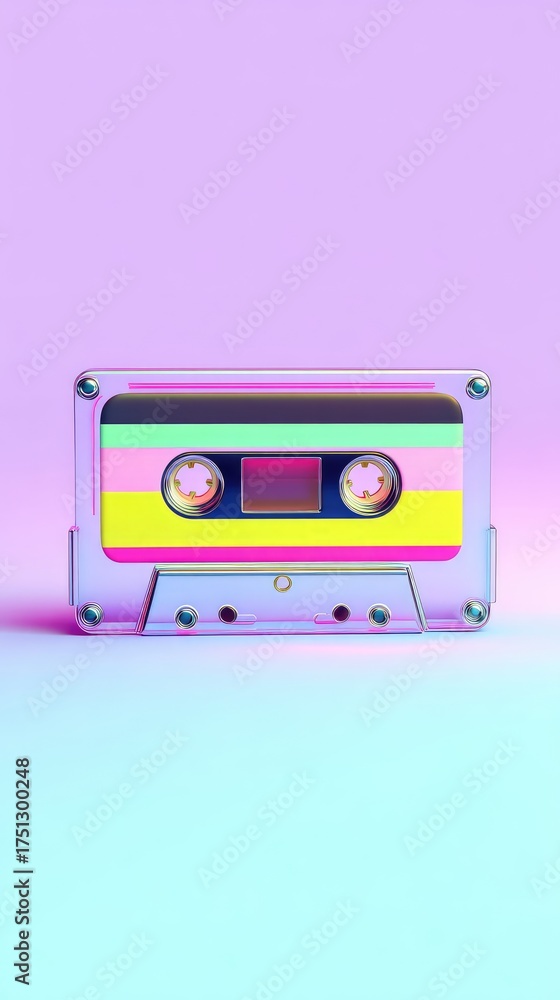 Fototapeta premium Retro cassette tape with vibrant colors and clear design.