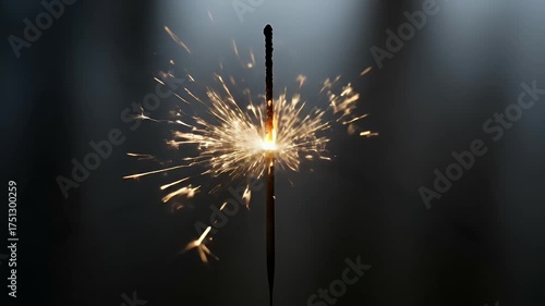 Sparkler Ignites Creating A Burst Of Golden Sparks And Light Against A Dark Moody Background With Falling Embers