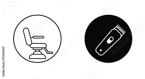 Barber Chair and Hair Clipper Icon Illustration