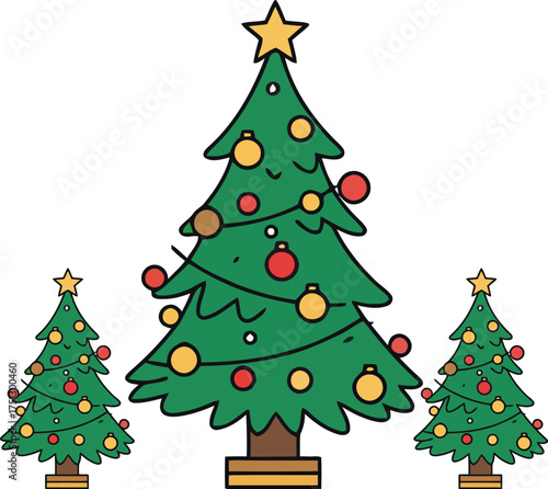 Christmas tree vector illustration isolated on white for holiday decoration and celebration