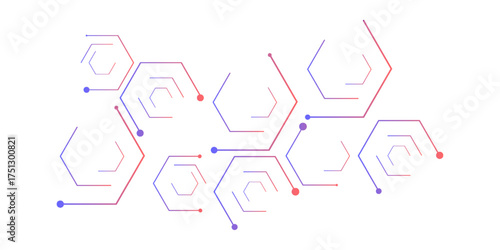 abstract red blue hexagon. geometric texture background. scientific technology. network concept.