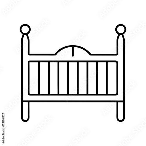 baby crib outline line art vector