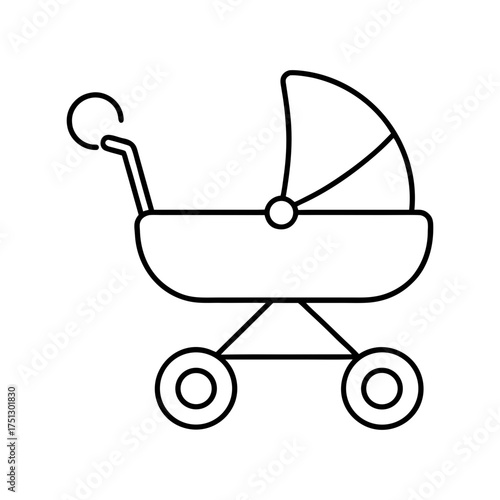 baby stroller outline line art vector