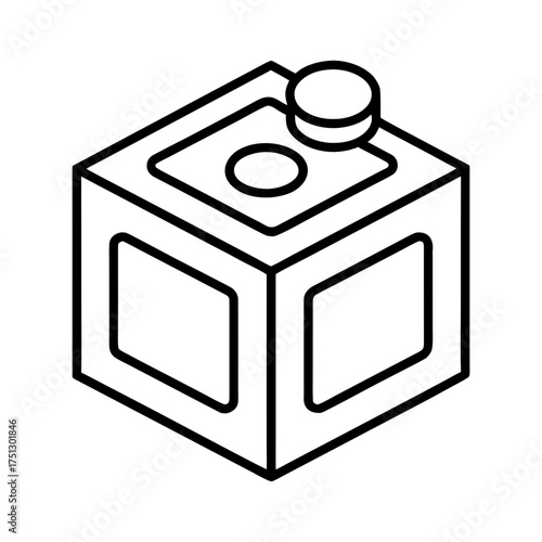 baby toy block outline line art vector