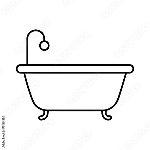 bathtub outline line art vector