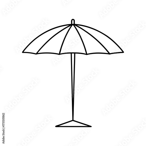 beach umbrella outline line art vector