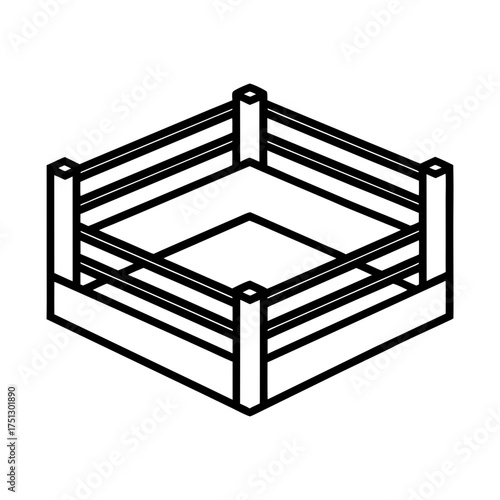 boxing ring outline line art vector