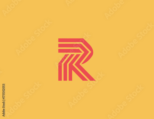 A striking logo design showcasing the letter 'R' formed with bold lines and vibrant colors, representing creativity and modern branding for businesses or personal use.