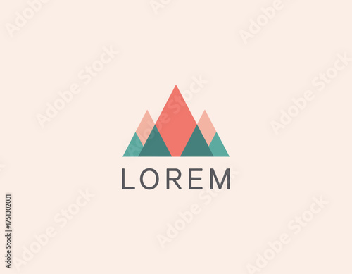 This vibrant mountain logo represents nature lovers with its colorful triangular peaks and unique design, appealing to audiences passionate about adventure and exploration.
