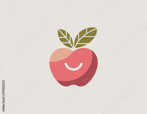 This vibrant logo features a playful apple shape with a smiling face and leaves, symbolizing freshness, health, and happiness with bright colors for a joyous effect.