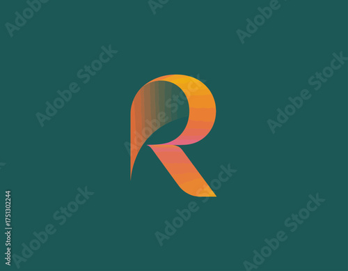 This image features a striking, colorful logo inspired by the letter 'R', showcasing a gradient effect that embodies contemporary design with a creative flair.