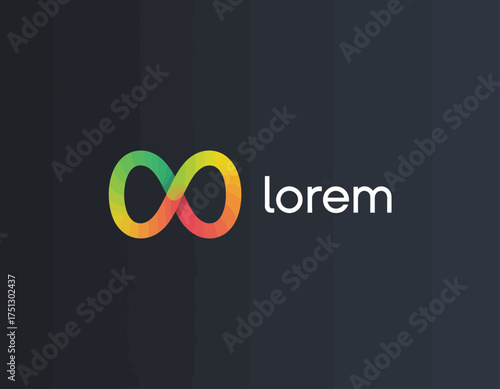 This image features a vibrant infinity loop logo concept, symbolizing endless possibilities and continuity, ideal for tech and innovation ventures looking for modern branding.