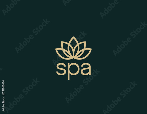 A minimalist spa logo featuring a stylized lotus flower above the word 'spa', perfect for wellness centers or beauty products emphasizing tranquility and relaxation.