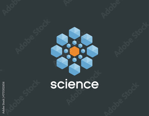 This image showcases a stylized logo for science, featuring geometric shapes that create a visual representation of scientific exploration and innovation in modern technology.