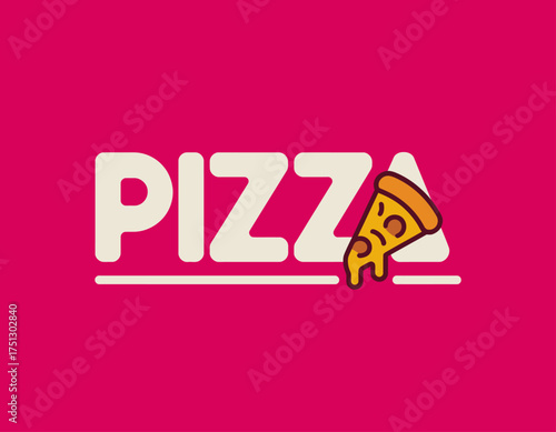 A vibrant pizza logo featuring a stylized slice that represents fun, food, and flavor, designed with bright colors to catch attention in a playful manner.