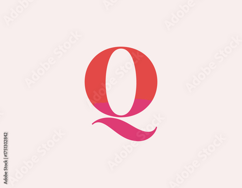 An elegantly stylized gradient 'Q' against a soft backdrop conveys a sense of modernity and artistic flair, making it suitable for various branding and design applications.