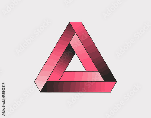 An impressive three-dimensional triangle design, using vibrant shades of pink, creating an illusion of depth and dimension in a unique artistic representation.