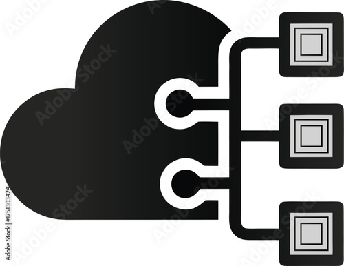 Cloud Computing Icon Illustration with Technology and Network Elements