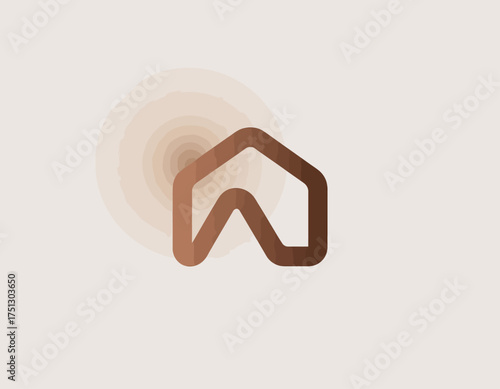 This minimalist brown home outline signifies security, comfort, and a sense of belonging, perfect for real estate, housing, and lifestyle themes.