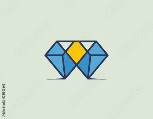A geometric logo of a diamond shape consisting of blue facets and a striking yellow core stands out, representing clarity, value, and quality in branding.