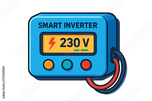 Smart inverter display showing 230 volts with colorful buttons smart inverter