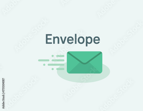 An envelope graphic with motion lines representing speed in electronic communications, ideal to convey rapid and efficient message delivery in a digital age.