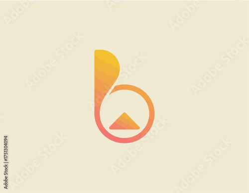 This creative logo design features a stylized B shape that embodies upward movement and positivity, blending vibrant colors for an uplifting and modern artistic interpretation.