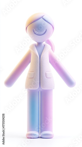 Smiling Doctor Figure in Pastel Colors, Medical Professional.