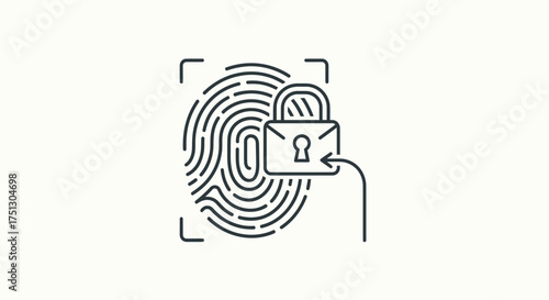 Digital Fingerprint Security Lock Icon for Biometric Authentication.