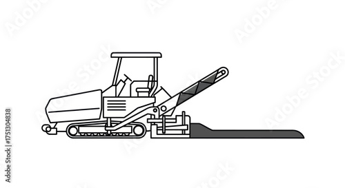 Industrial road milling machine with conveyor belt and cutting drum.