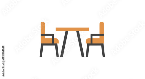 Simple Orange Table and Chairs Set for Dining or Meeting.