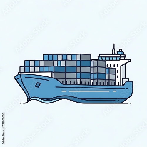 Cargo Ship Illustration - Global Trade and Maritime Transport.
