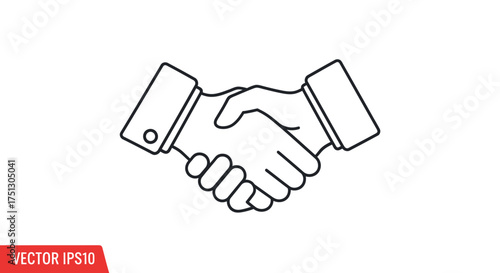 Professional Handshake Outline Icon Symbolizing Business Agreement and Partnership.