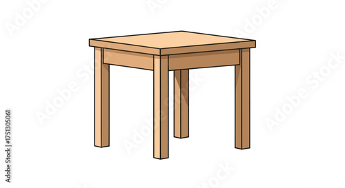 Simple Wooden Square Coffee Table with Four Legs.