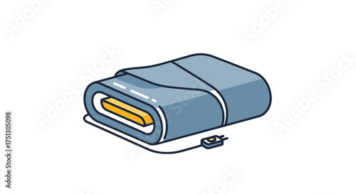 Isometric Illustration of a Folded Blue Electric Blanket with Power Cord and Plug.