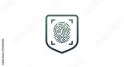 Shield with Fingerprint Icon for Security and Identification.