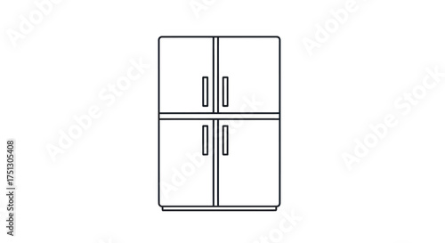 Simple Line Drawing of a Four-Door Cabinet or Wardrobe.