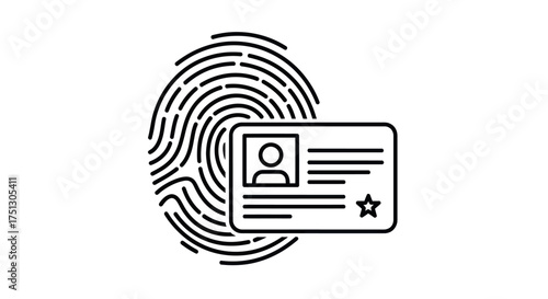 Fingerprint Identity Card Icon Representing Personal Identification and Security.