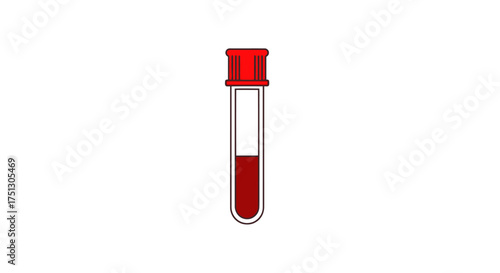 Medical Test Tube with Red Liquid Sample for Laboratory Analysis.