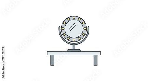 Elegant Round Vanity Mirror with Light Bulbs.