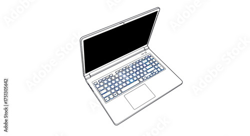 Modern Silver Laptop with Illuminated Keyboard and Black Screen.
