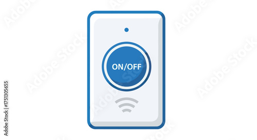 Modern White and Blue Smart Home On-Off Switch.