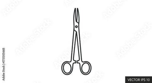 Simple Line Art Illustration of Surgical Forceps.
