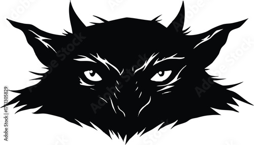 Demon Eyes Peering Through Darkness Silhouette