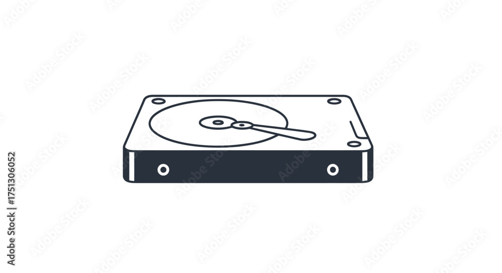 Fototapeta premium Stylized Line Art Illustration of a Computer Hard Drive.