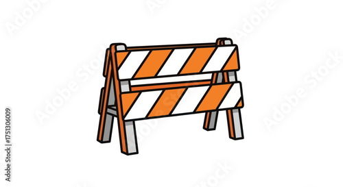 Orange and White Striped Construction Barrier with A-Frame Legs.