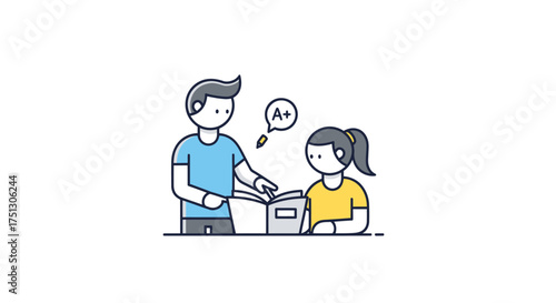 Tutor Explaining Lesson to Student with A Grade.