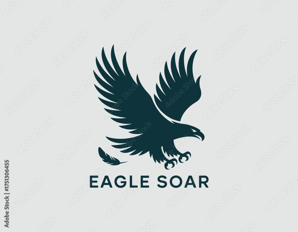 Fototapeta premium This artistic depiction of an eagle in flight captures the spirit of freedom and power, showcasing intricate feather details and dynamic motion.